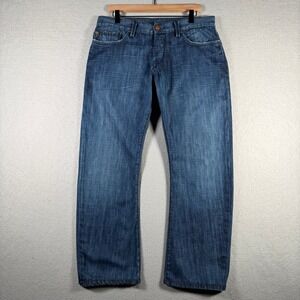 Union Mens Straight Leg Jeans Blue Rinse Wash 100% Cotton USA H13CF/428F 34x34